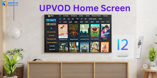 UPVOD app home interface on Unblock TV Box
